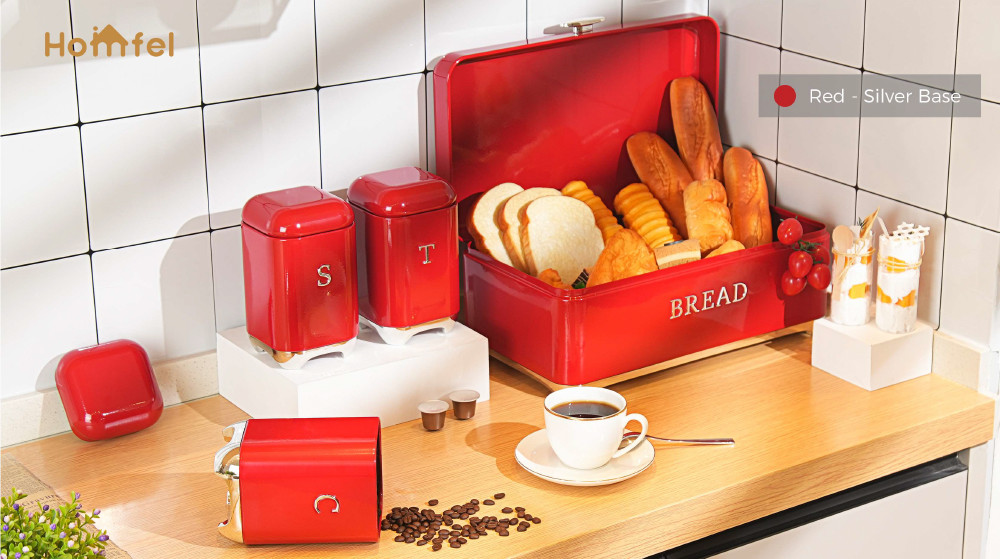 OEM Metal Bread Bin Set For Kitchen Storage And Freshness Preservation