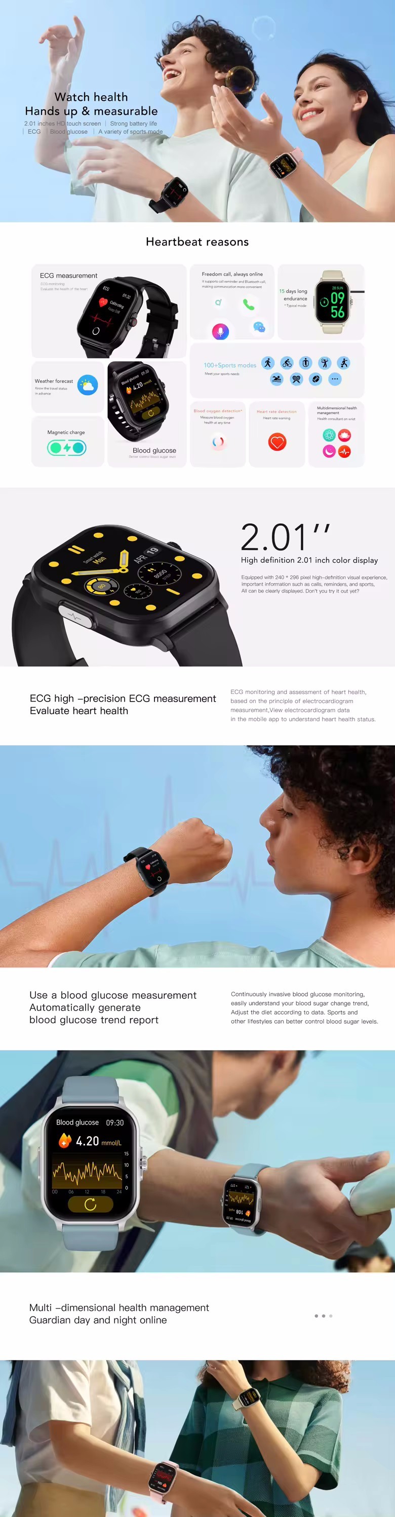 E02 SmartWatch Sport Heart Rate Waterproof HD Screen Smart Watch 2.01 Inch