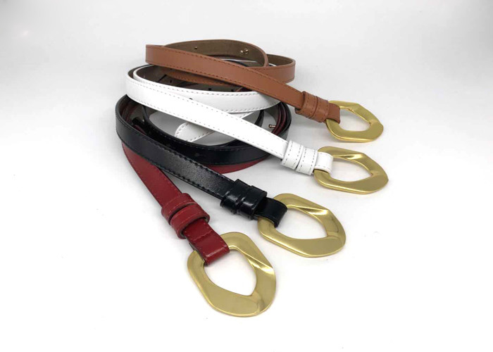 Width 2.3cm Women Alloy Buckle Casual Leather Waist Belt