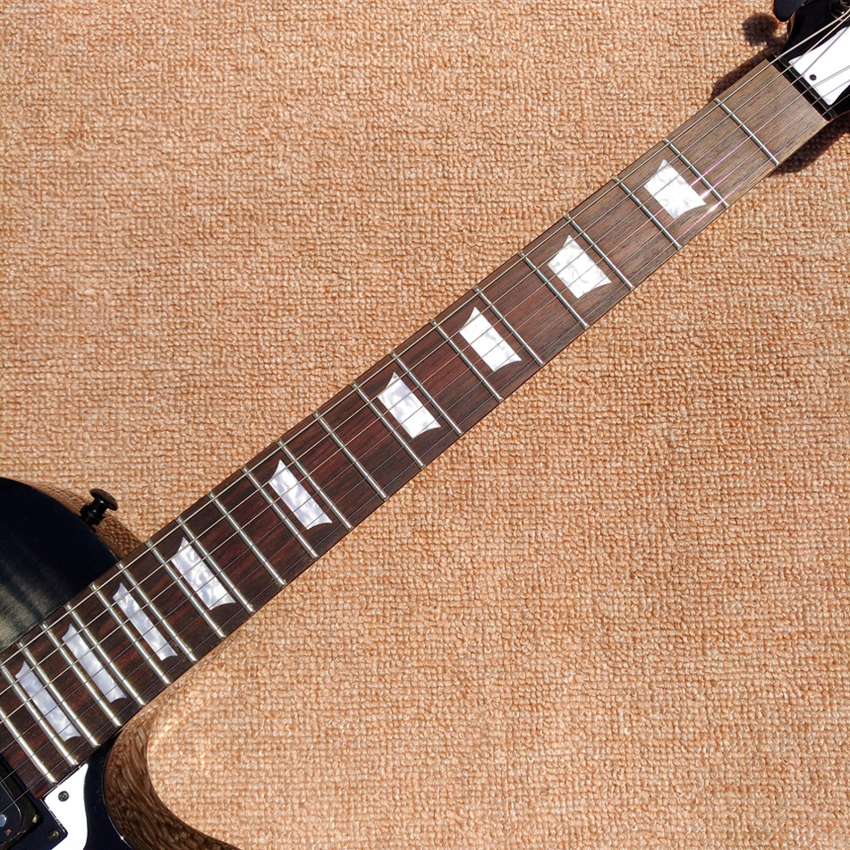 New style high quality LP standard joeperry electric guitar, Transparent black Flame Maple Top electric guitar