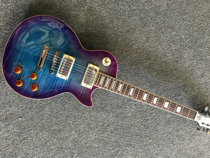 2017 New + guitar factory + Chibson LP custom electric guitar blue flame maple top LP custom 1959 guitar Free Shipping L