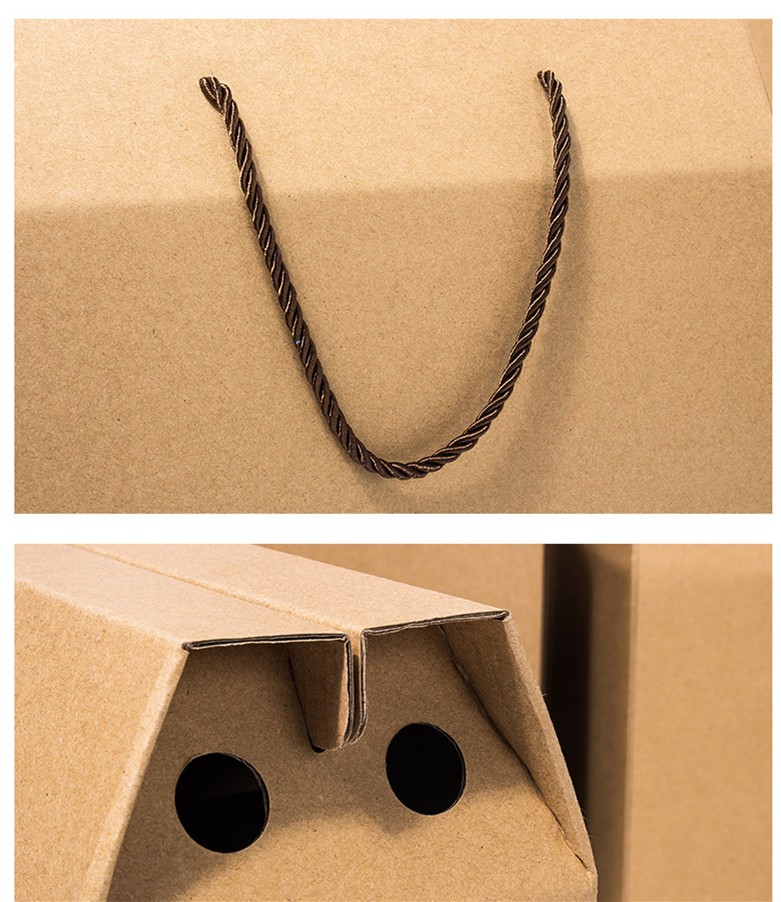 Portable Corrugated Bulk Craft Paper Bags Merchandise Food Fruit Packaging Box