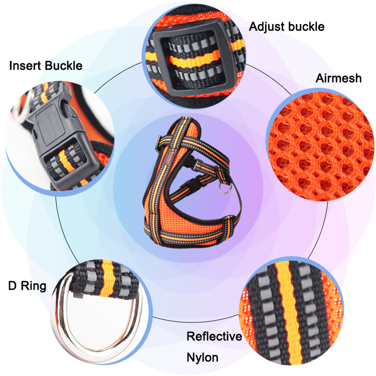 Reflective Pet Dog Harness And Leash No Pull Reversible Padded Adjustable Step In Mesh