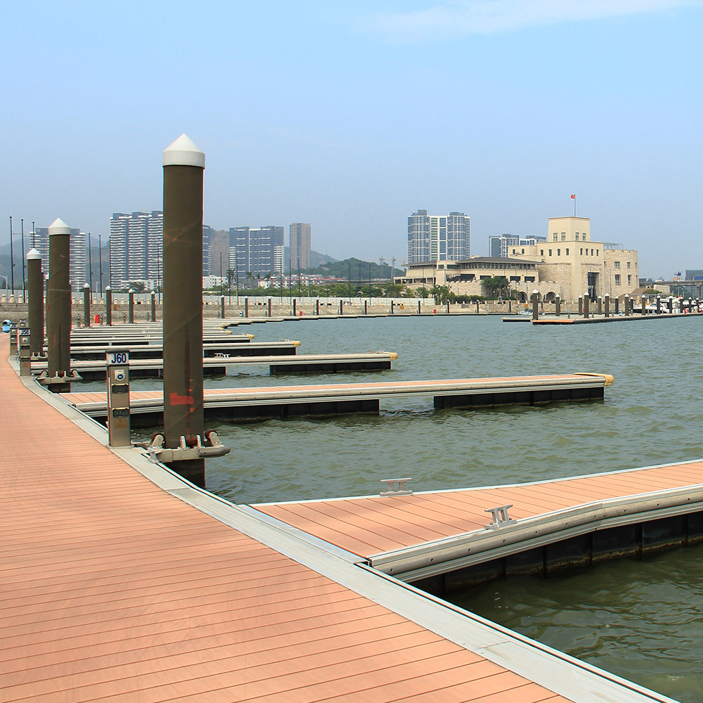 Marina Aluminum Alloy Floating Dock Silver Mooring Cleats/WPC Decking Floating Pontoon Walkway Platform