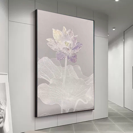 Modern Textured Canvas Oil Painting 6 Color Print Method Hand Painted Flower Picture for Living Room Art Relief Painting