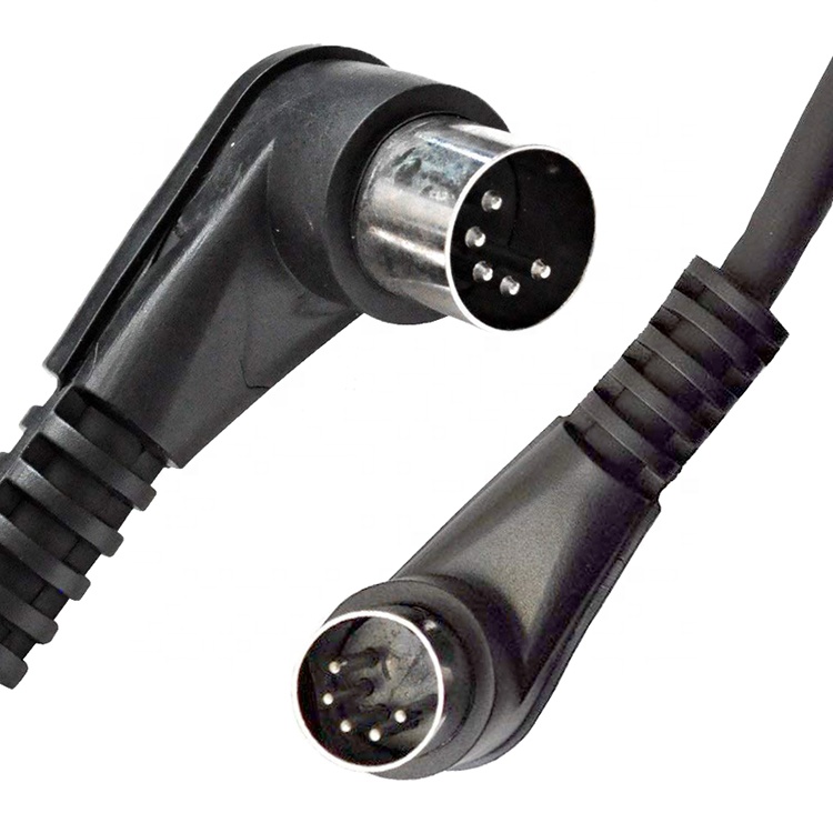CUSTOM Factory Shield Right Angle Male to Male 5 Pin Din Connector Midi Cable