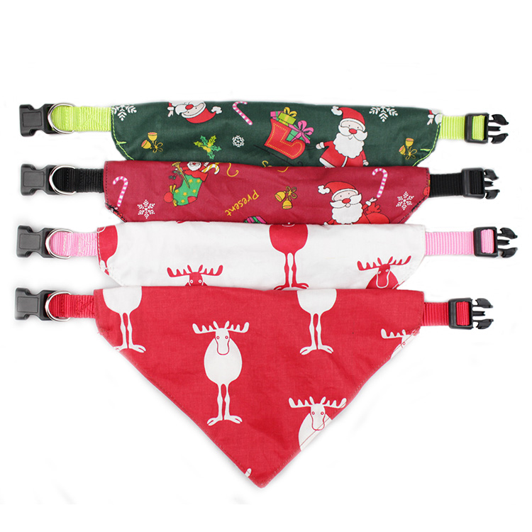 C507 Wholesale Christmas Custom Printed Personalized Diy Logo Adjustable Dog Pet Bandana Collar