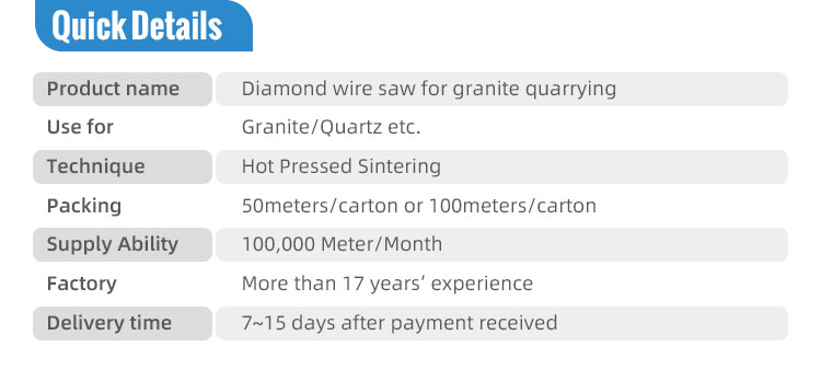 Manufacturing Arts Sinter Diamond Wire Saw for Cutting Sapphire Stone on Granite Slabs