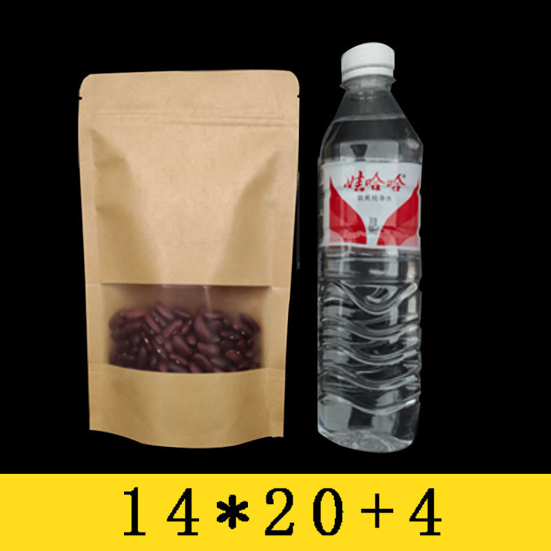 Custom Resealable Ziplock Stand Up Pouch Tea Coffee Snack Kraft Paper Packaging Bag With Transparent Window