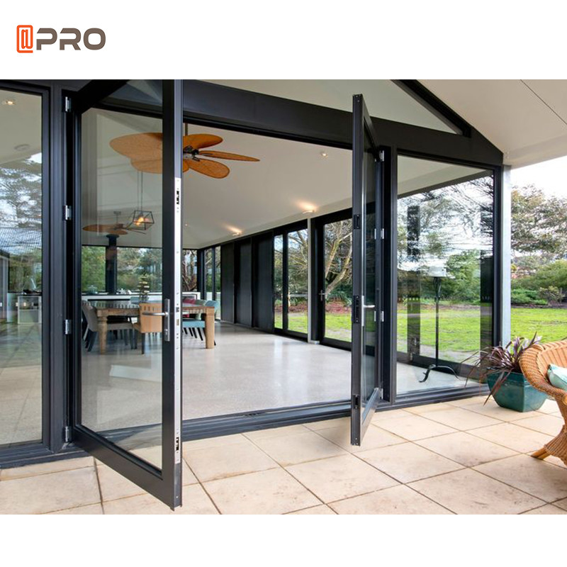 Customize Size Swing Glass Aluminium Hinged Doors With Lock Glass And Steel Frame