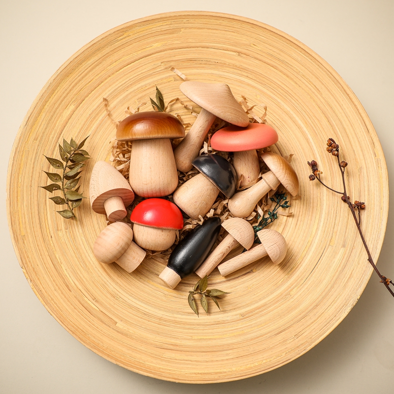 Mushroom Shape Wooden Blocks For Children Educational