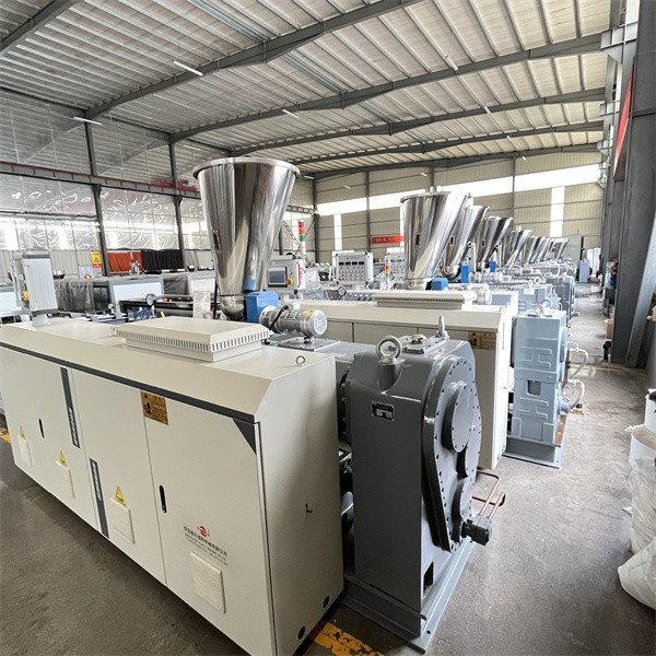 Rigid PVC Conical Screw Extruder , Plastic Twin Screw Machine