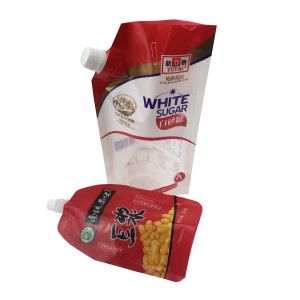 China Customized Print Spout Pouch Juice Bag Liquid Stand Up Spout Pouch With Corner Spout on sale