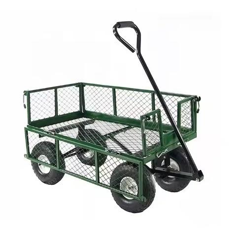 Green Heavy Duty Steel Outdoor Mesh Garden Tool Cart for Heavy-Duty Gardening