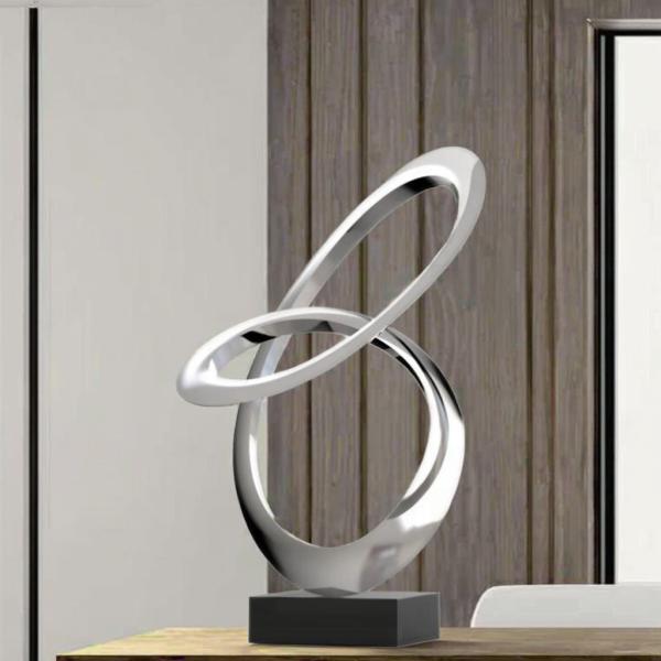 Contemporary Mirror Polished Stainless Steel Abstract Sculpture Modern Metal