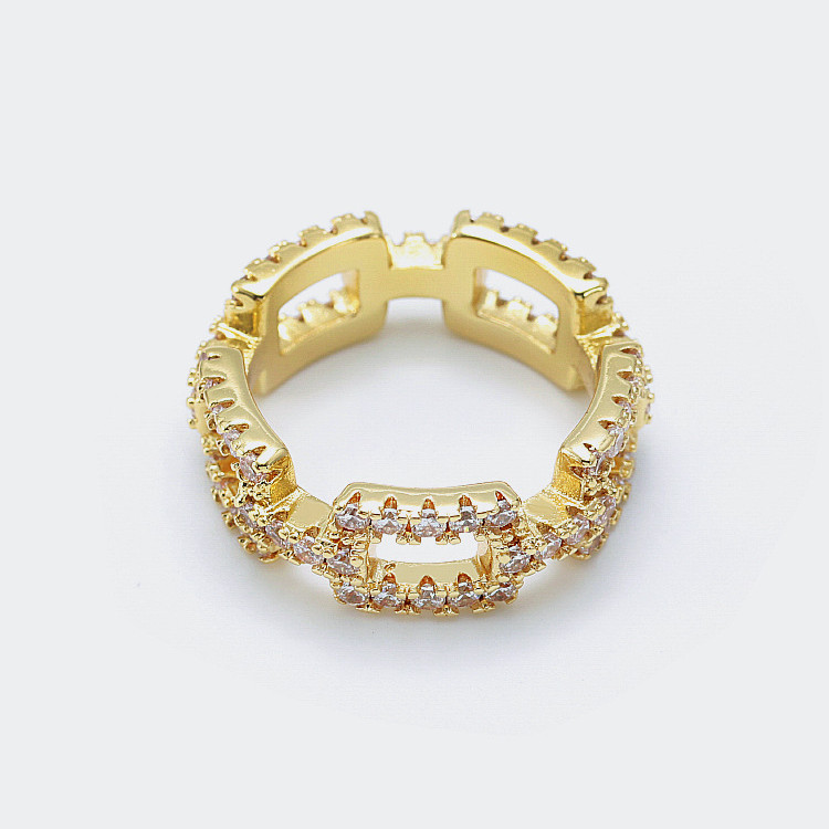 Customized Chain Rings Clear CZ Real Sterling Silver 925 Jewellery for Women and Men