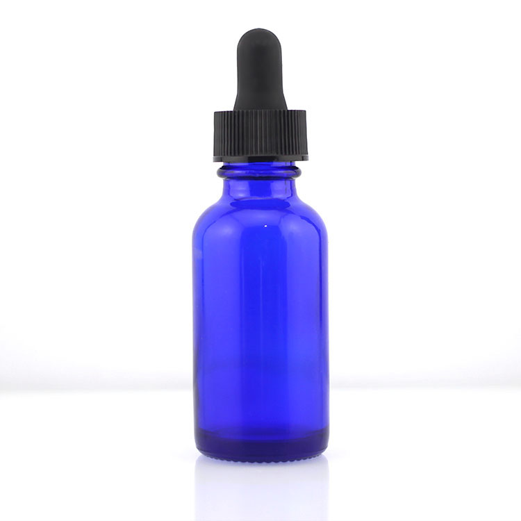 Blue Glass 1 Oz Boston Round Bottles 30ml For Skin Care Products