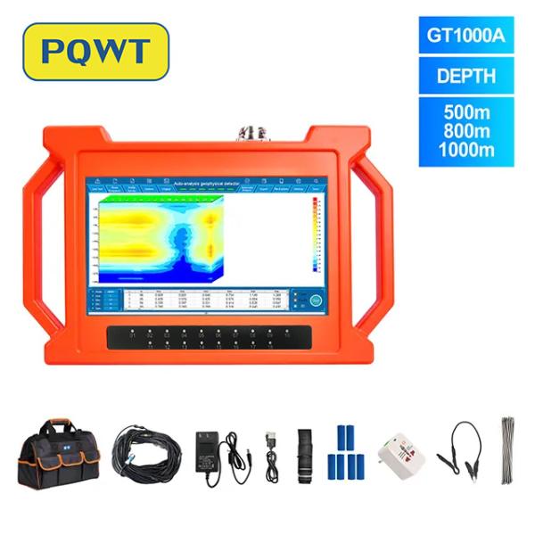 Quality PQWT GT1000A Geological Exploration Equipment with 500m/800m/1000m Detection Depth 10.1-inch HD Touch Display and Rechargeable Lithium Battery for sale