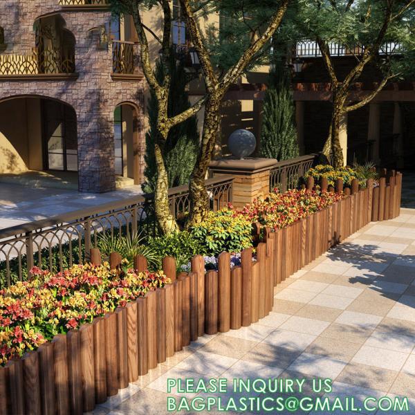 Landscaping Outdoor Plastic Mock Wooden Fence Garden Backyard Border Edging