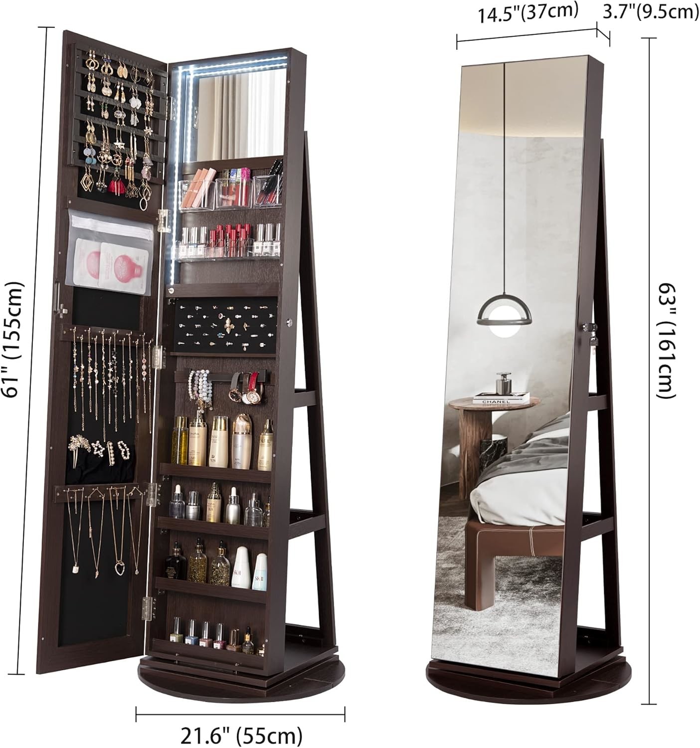 Frameless Full Length Mirror Cabinet Rectangle Wood Mirror Cabinet Customized