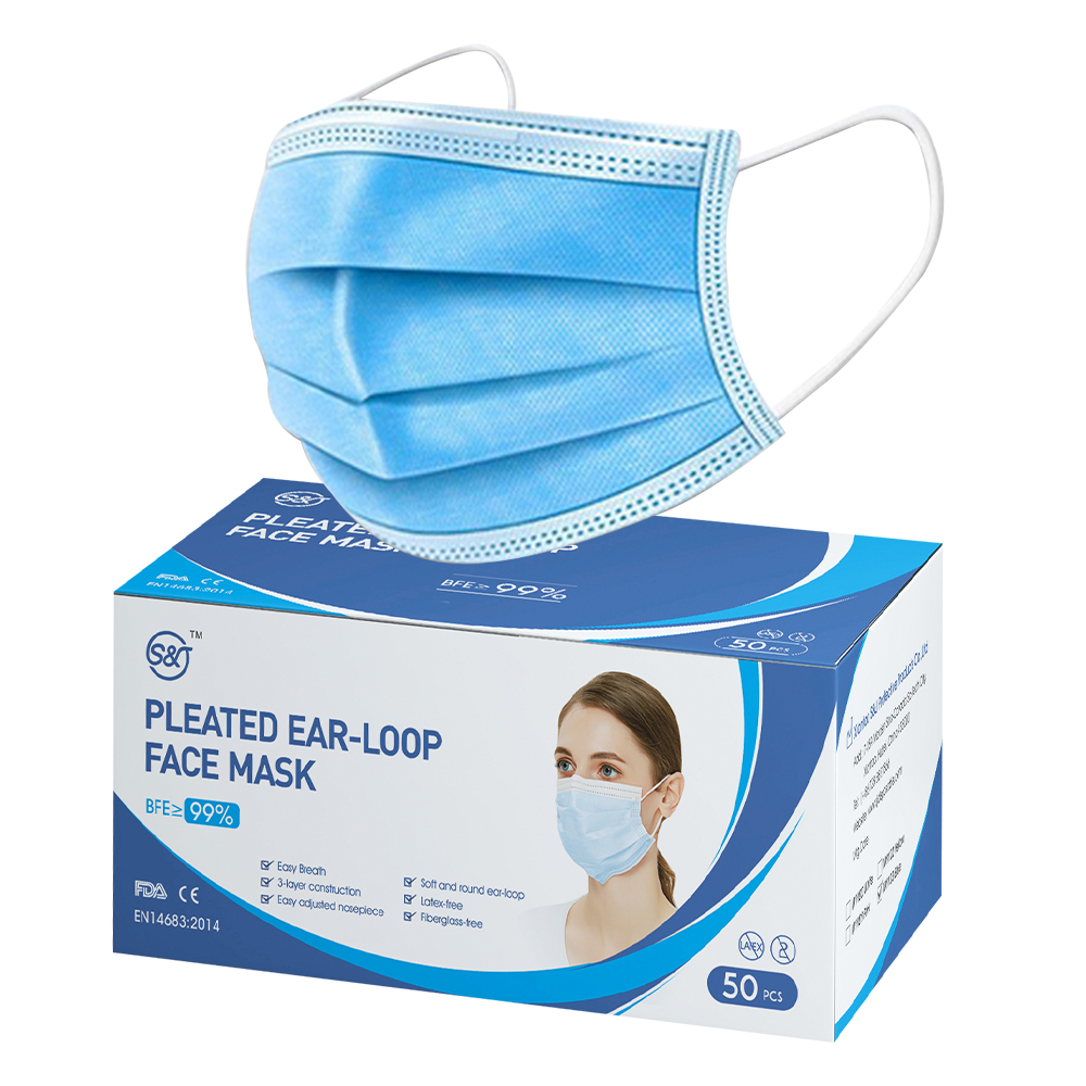 Disposable ASTM F2100 level 3 ply layers medical surgical earloop face mask