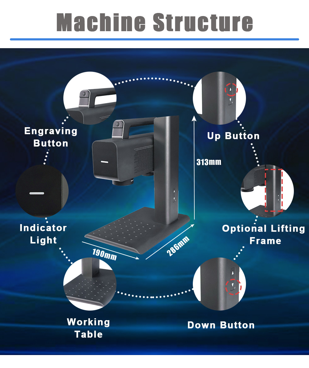 2W Mini Metal Laser Engraving Machine Multifunctional Automatic Portable 70 × 70mm