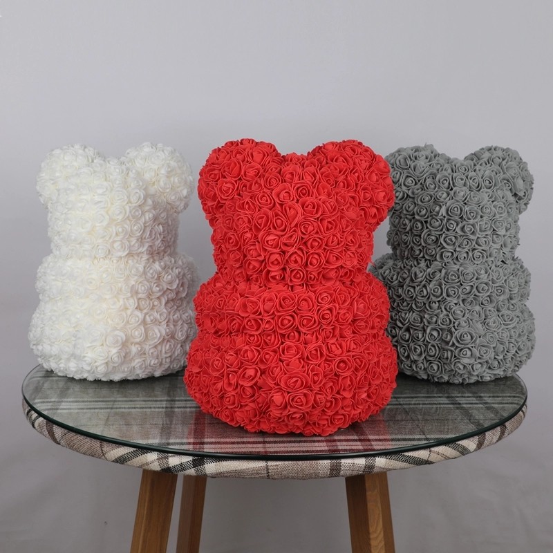 Lovely Gift 30 Colors Artificial Rose Foam Rose Bear On Sale For Christmas