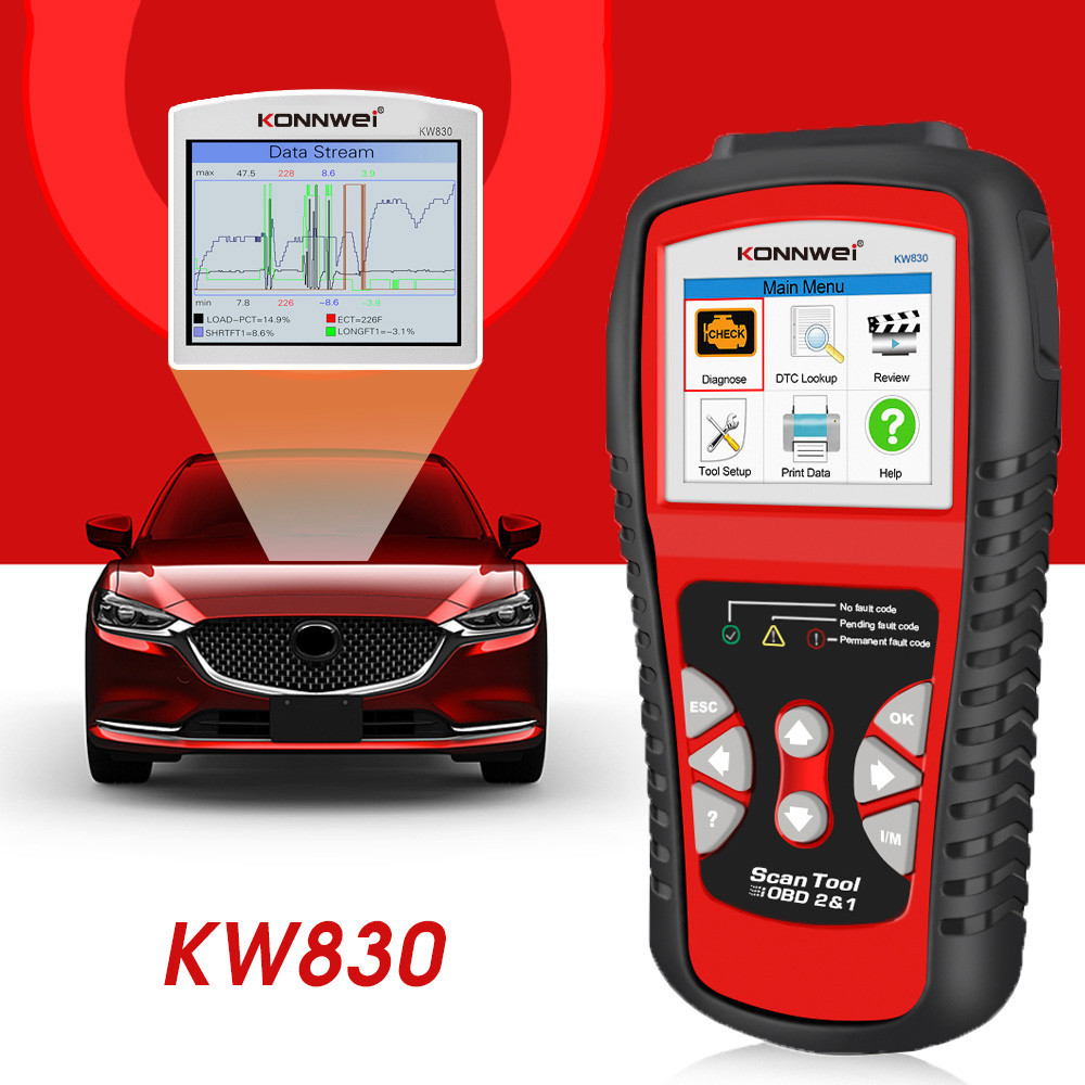 Enhanced OBD2 Diagnostic Code Reader Kw830 2.8 Inches Big TFT Color Screen