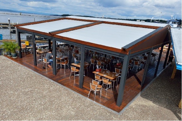 Outdoor Retractable Roof Systems Attachable PVC Pergola Side Wall Mounted Awning