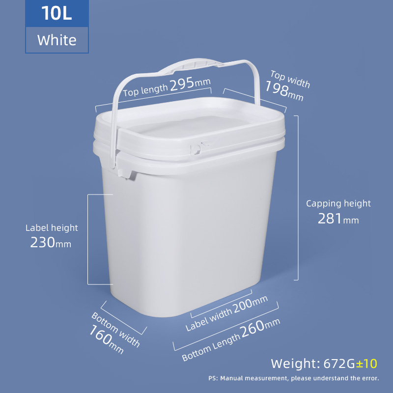 Plastic Handle 5 Gallon Black Square Plastic Bucket for Customize LOGO Custom Buckets