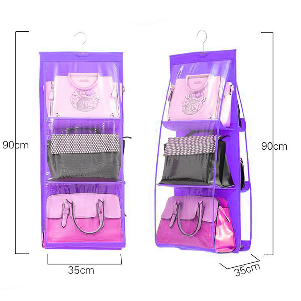 90*35*35cm 2Pcs 6 Pocket Foldable Hanging Bag Hanging Closet Organizer
