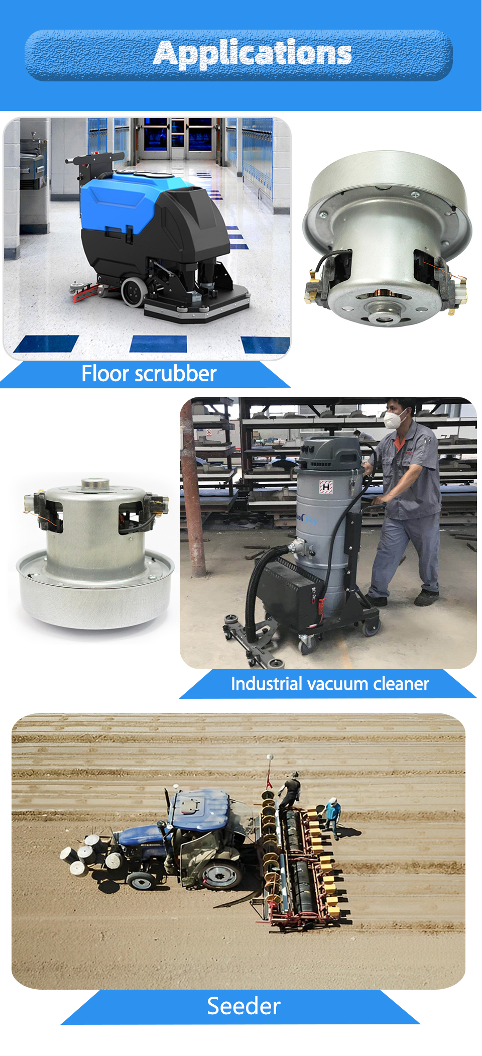 Faradyi Customized 24V 200W Low Noise Industrial Waterproof Brushless Vacuum Cleaner Motor
