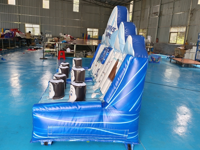 Commercial Inflatable Sport Game Penguins Cartoon Figure Inflatable Obstacle Course Escape Game For Event