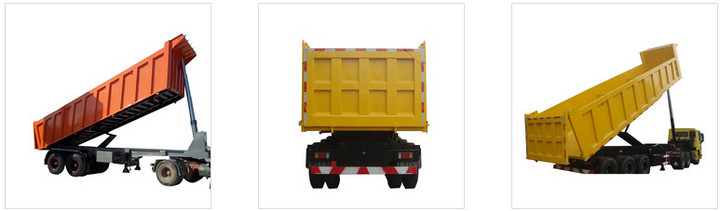 Tri Axle Tipper Semi Trailer 30-40 Ton U Shape For Transport Stones / Rocks