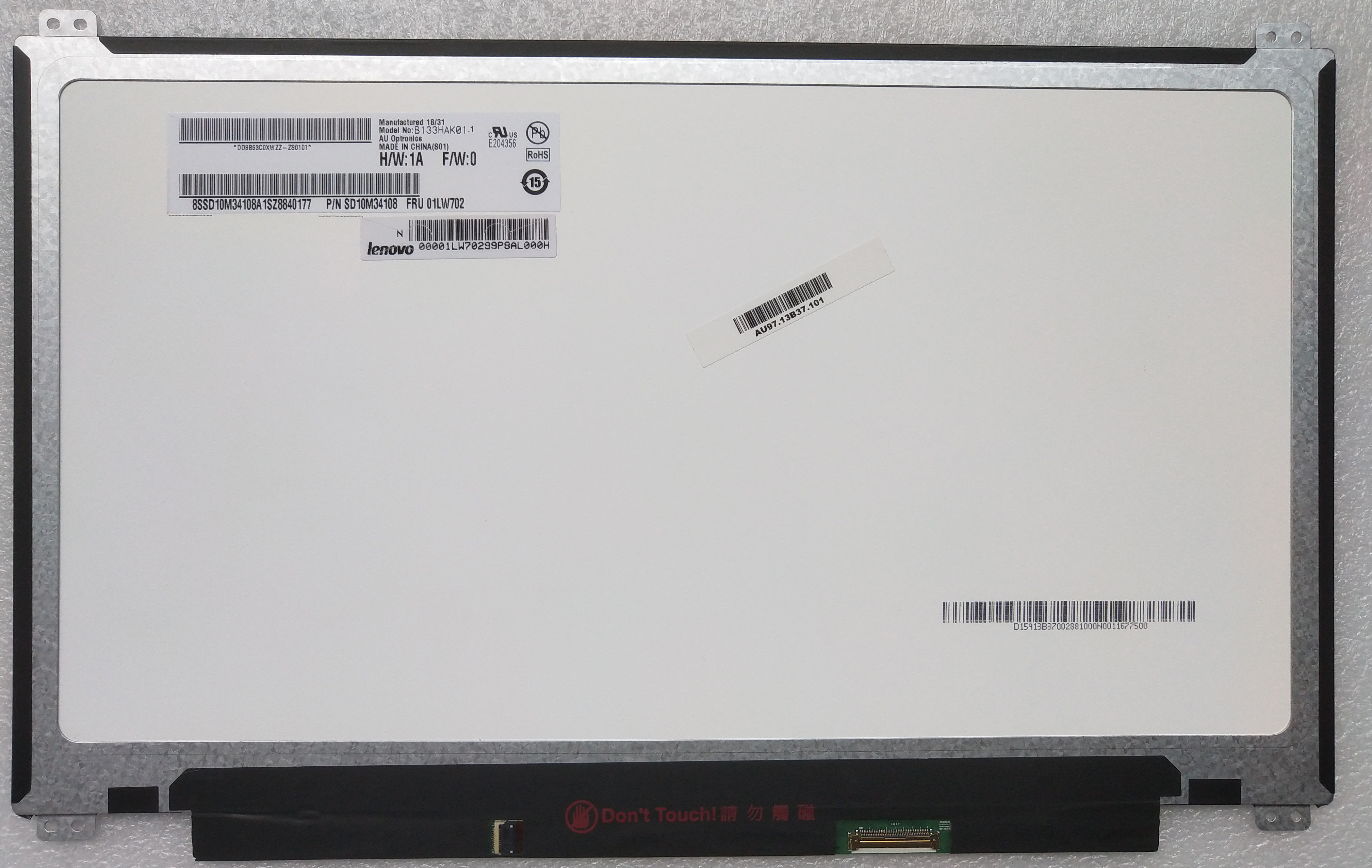 B133HAK01.1 AUO 13.3" 1920(RGB)×1080, 250 cd/m² INDUSTRIAL LCD DISPLAY