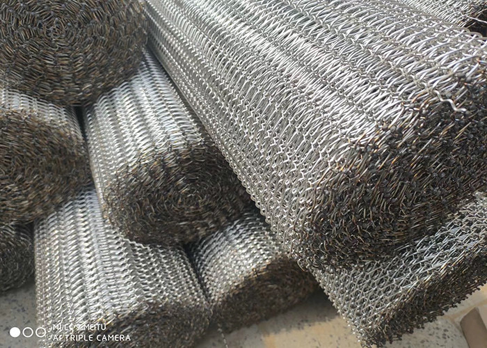 Chain Link Spiral Mesh Belt With Cross Rod Food Grade SUS 304 Material