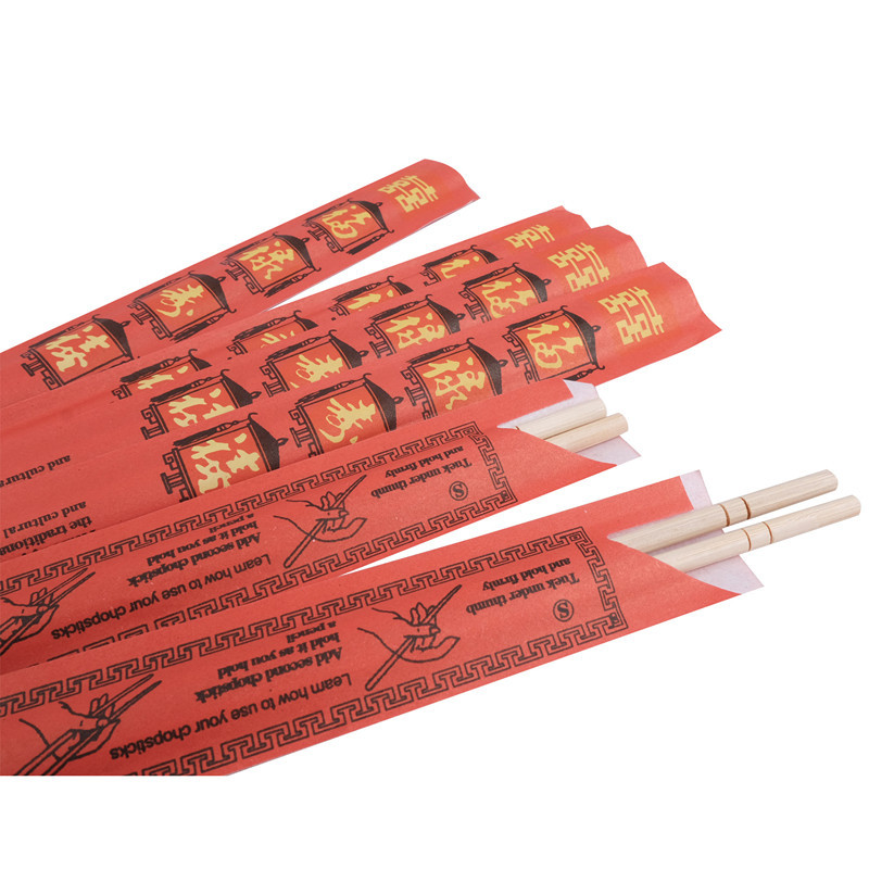 100% Natural Round Bamboo Disposable Chopsticks With Semi Paper Sleeve