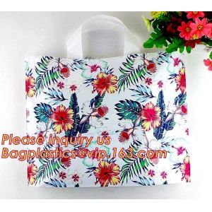 Custom Printed Stand Up Block BottomSoft Loop Handle Plastic Carrier Shopping