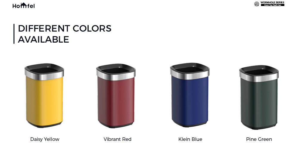 Rectangle Structure Open Top Trash Bin Garbage Can Household Stainless Steel