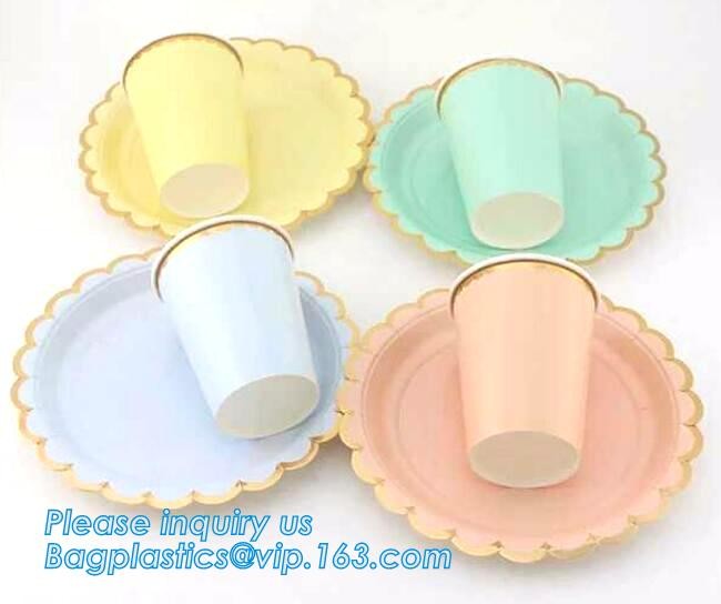 Party supplies, custom printing table rose gold paper biodegradable dinner disposable plate,Compostable Eco Friendly Env