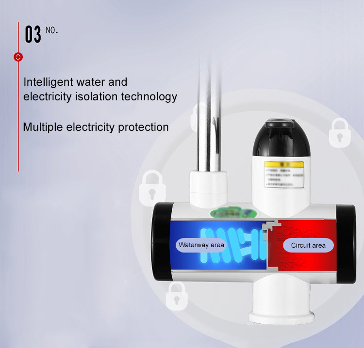 3000W Instant Electric Water Heater Tap RoHs Kitchen Faucet With Temperature Display