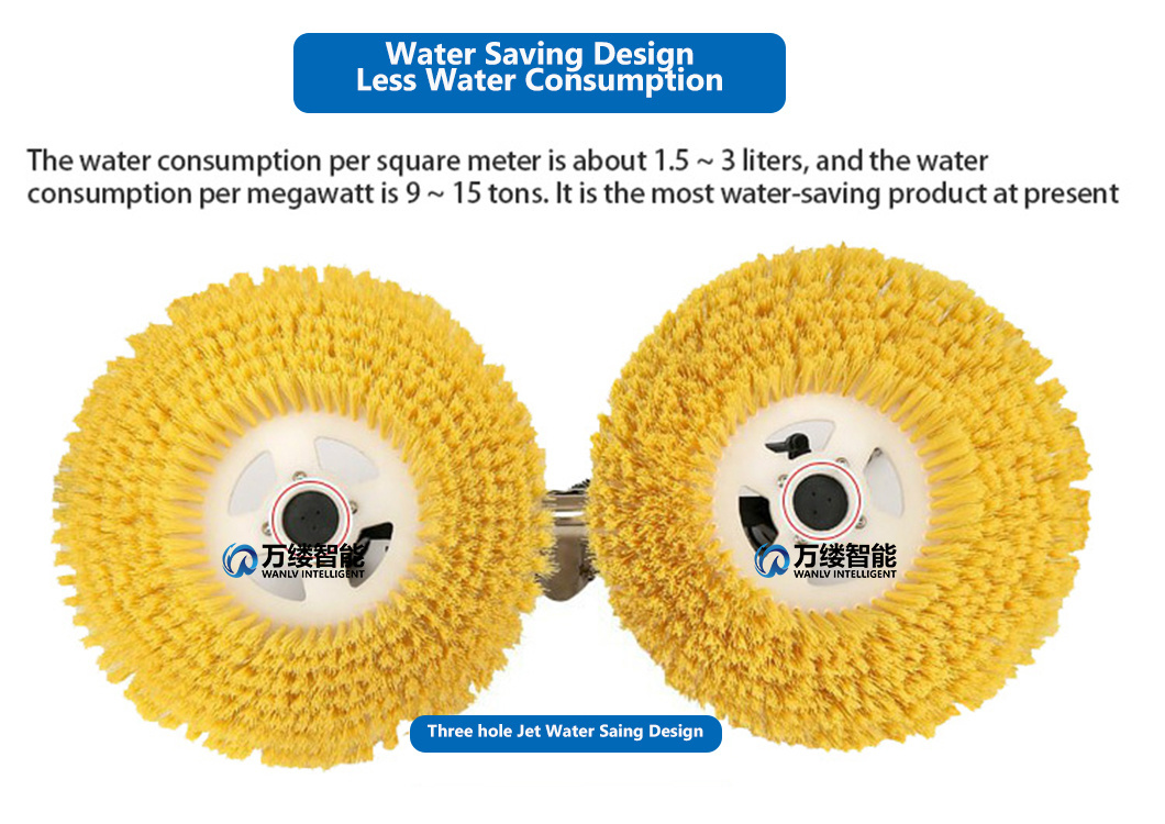 Economical and Portable Solution Solar Panel Cleaning Brush Double-Head Spin Brush with 7.5 M Handle for Boosting Solar Power System Energy