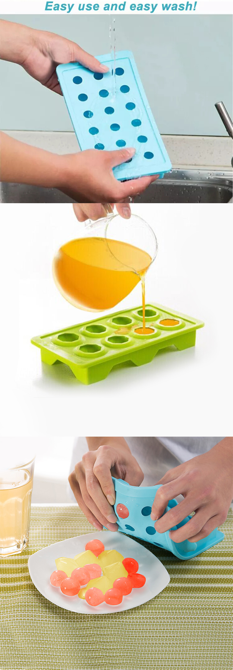Wholes Custom Bpa Free FDA diamond Silicone Mini Ice Tube Tray