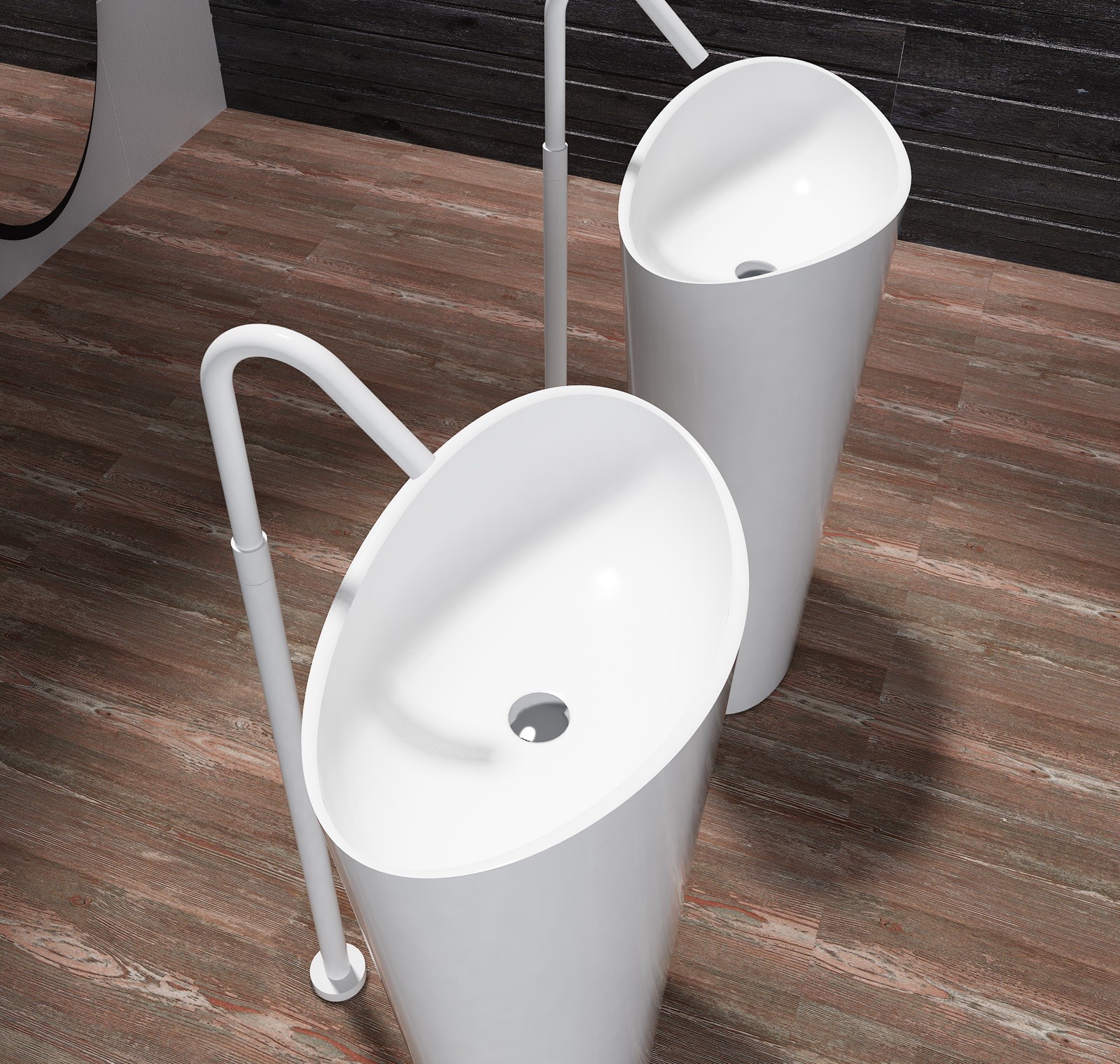 Unique Shape Freestanding Bathroom Basin Stand Alone Vanity Unit