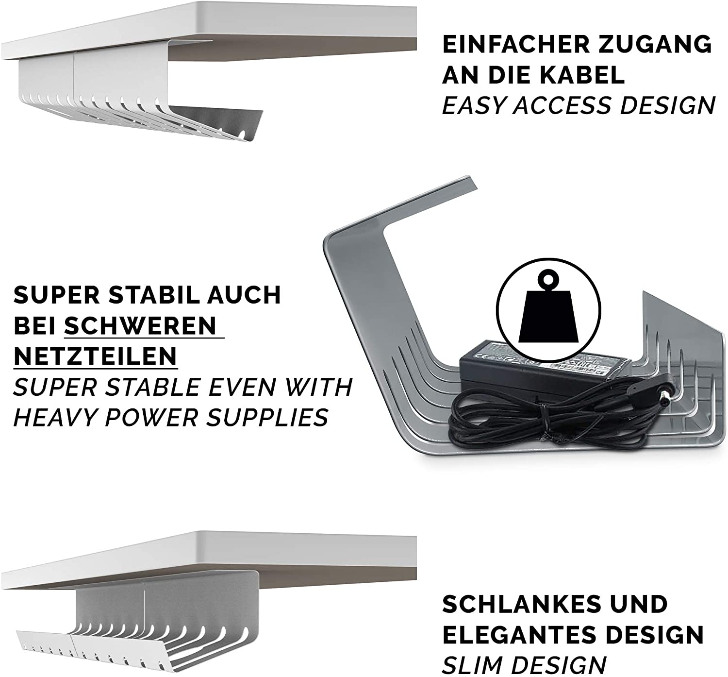 Maximize Space with Perforated Computer Desk Cable Management Rack Tray 43x10x10cm