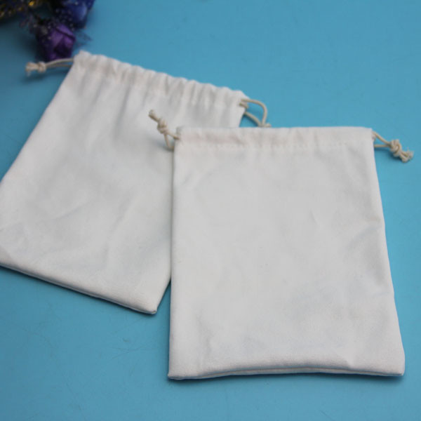 White 100 % Cotton Travel Jewelry Bag , 10 X 15cm High Fabric Drawstring Gift Bags