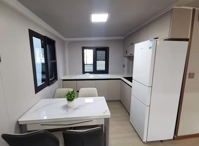 Steel Door Sandwich Panel Modular Container House Foldable Light Steel Structure Frame