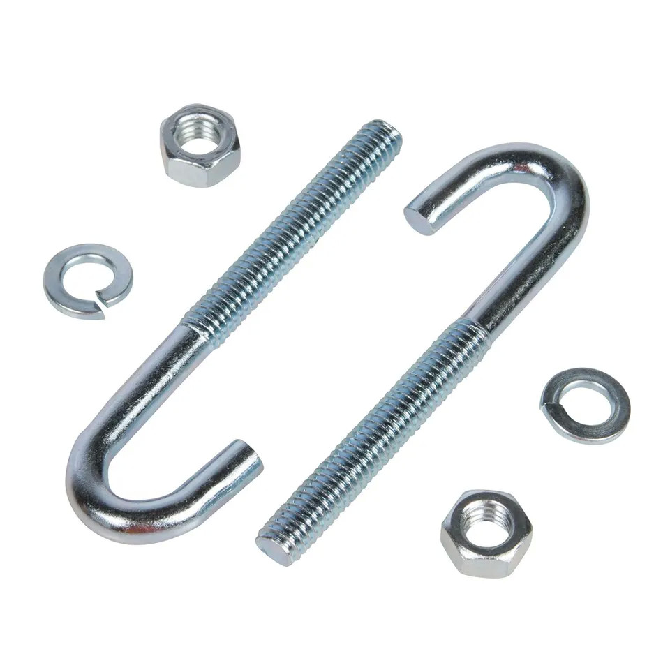 Threaded 6mm M24 Foundation Anchor Bolts J Type Hook Bolts With Nuts Hot Dipped