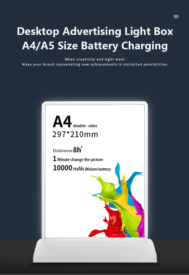 Upgrade Your Menu Display with Our Indoor LED Light Box Battery Powered and Durable
