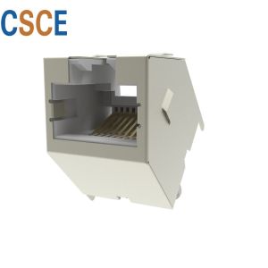 Gray Color Shielded RJ45 Jack Automated Assembly Vertical Type PBT Plastic